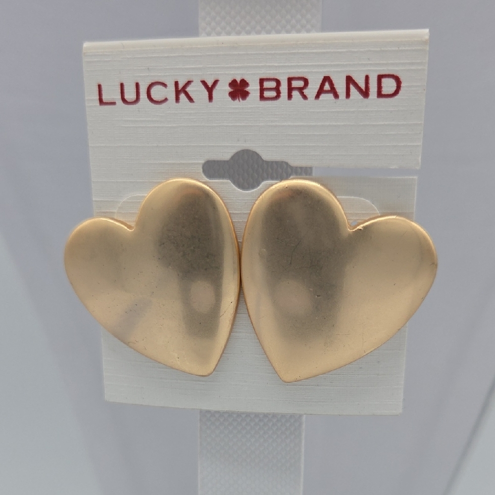 5 for $25! Lucky Brand Gold Tone Heart Stud Earrings